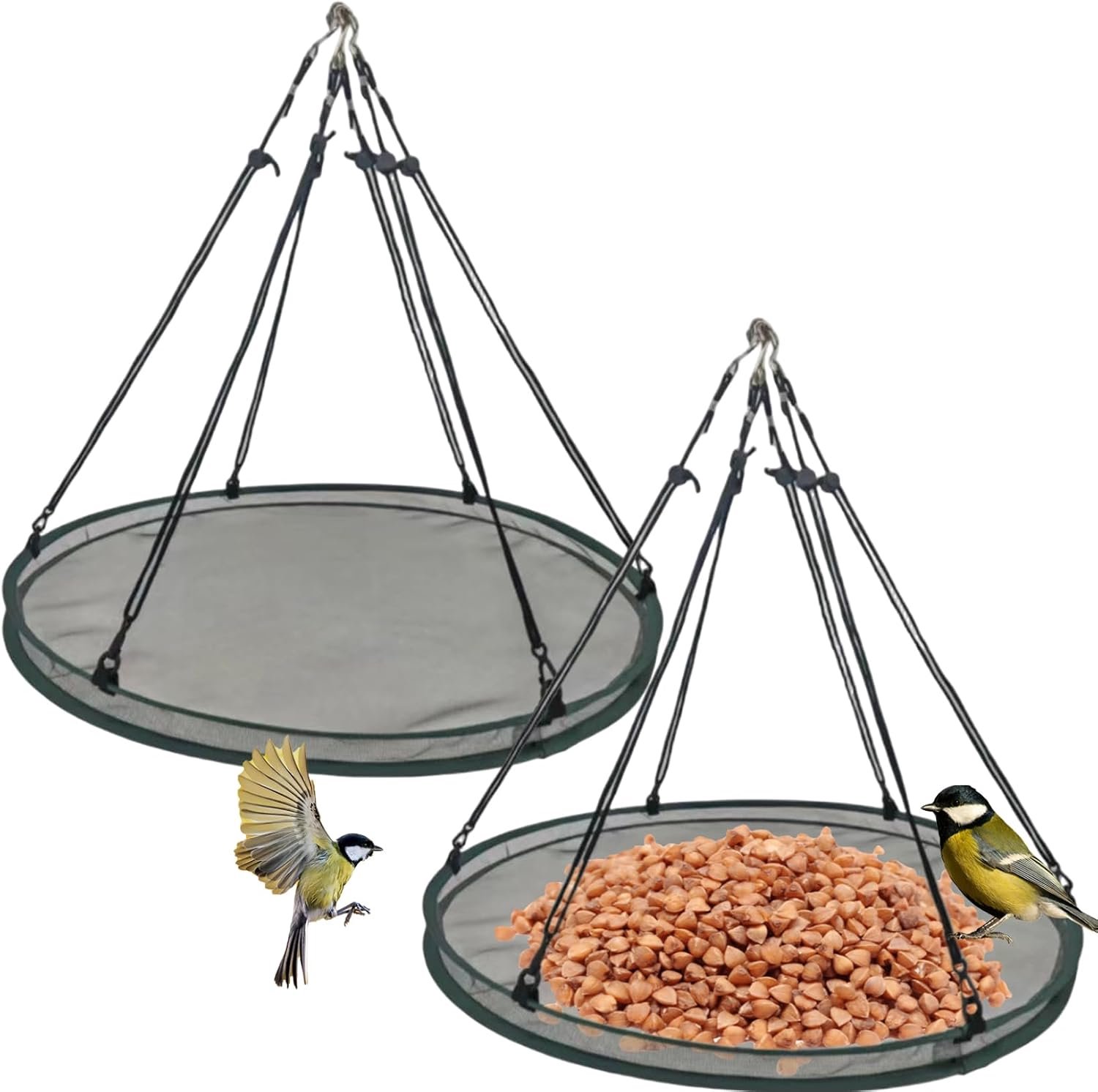 2 Stks Vogelzaadvanger Grote Ronde Opknoping Hoepel Platforms Vogelzaad Catcher Lade Kolibrie Feeder voor Huis Tuin Outdoor Medium