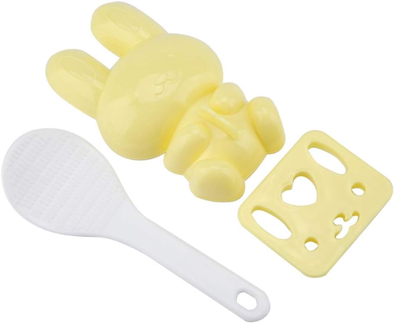 Konijn model 3 stuks levensmiddelkwaliteit pp cartoon konijnenmodel sushi reisvorm DIY handwerk onigiri maken gereedschap geel