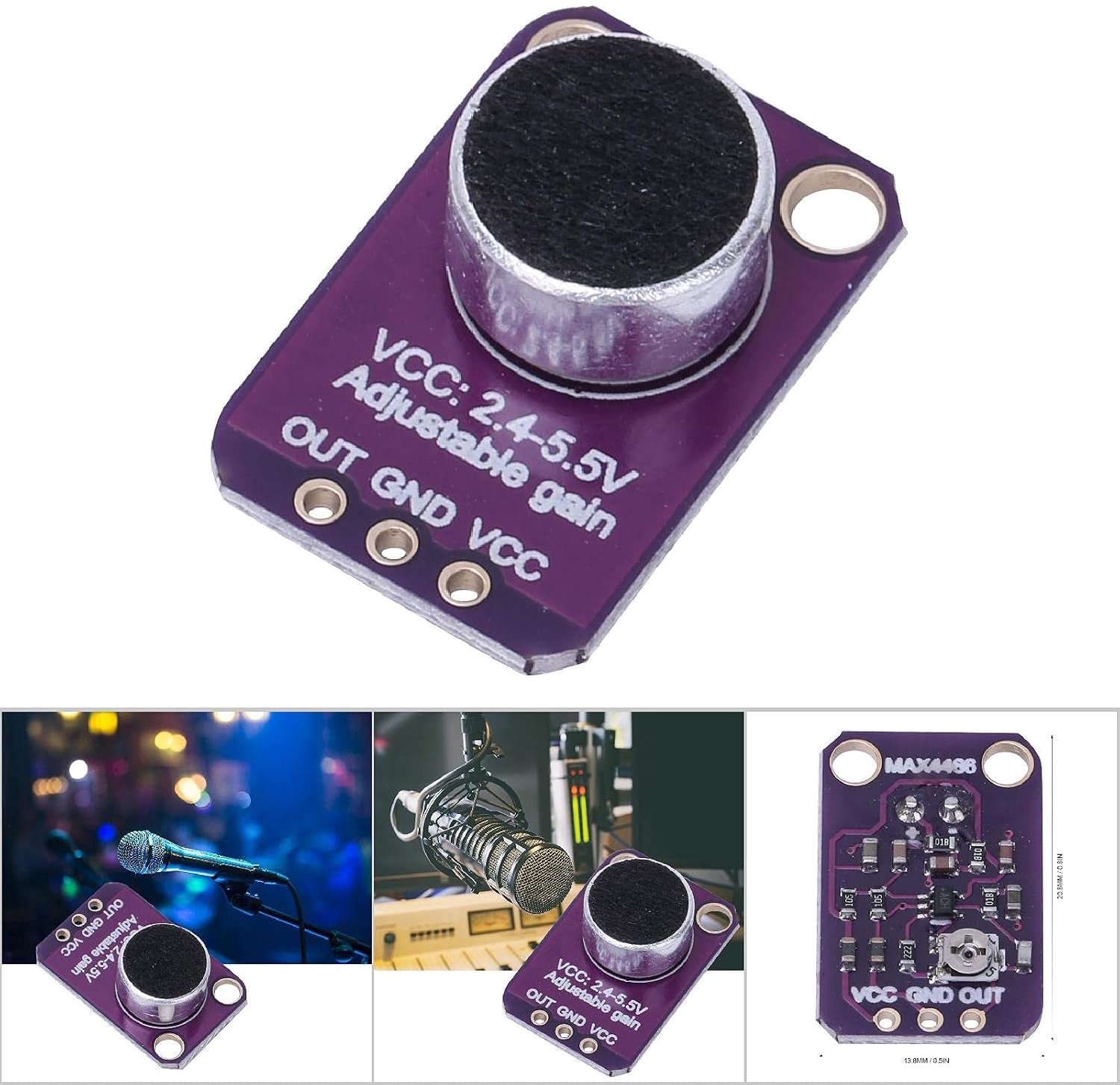 Microfoonversterkermodule Hoogwaardige Geluidssensor voor Audioprojecten Compact Formaat 20,8x13,8 Mm