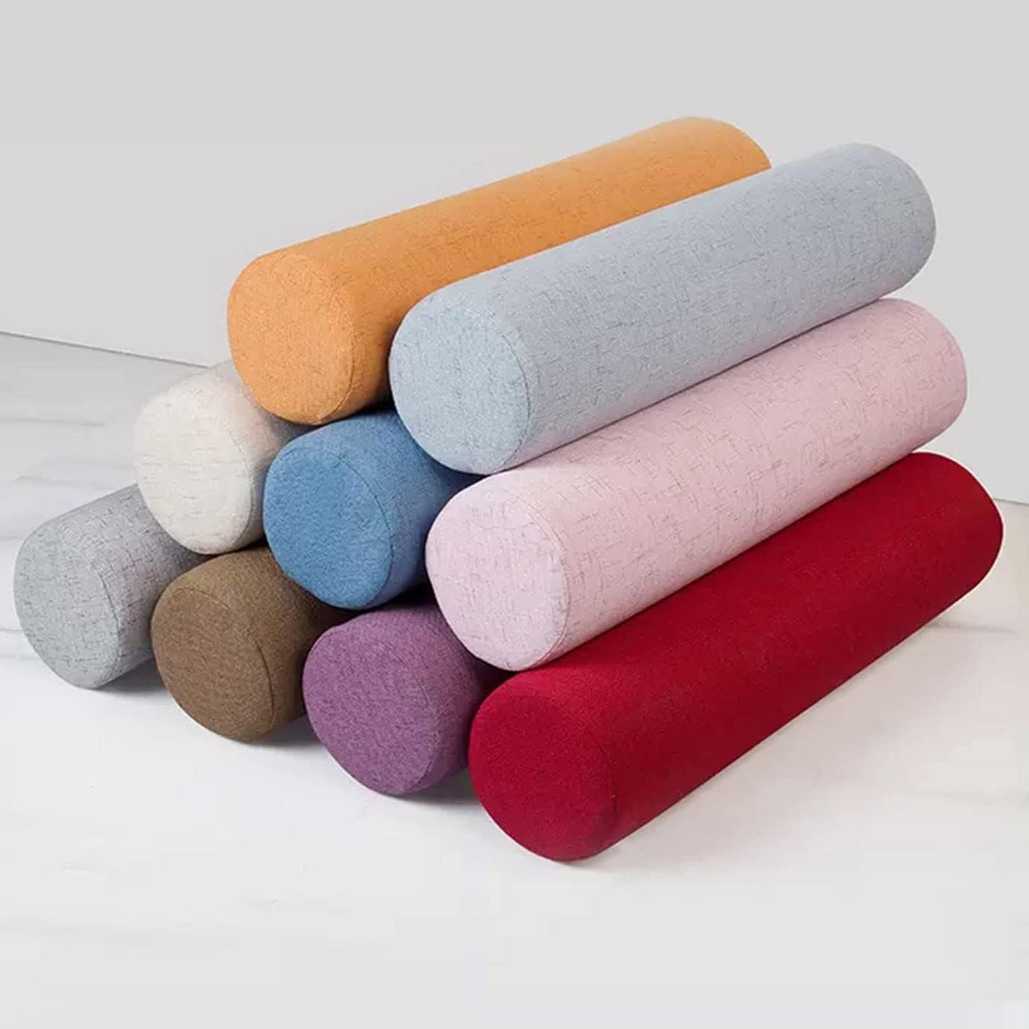 Rond Cilinderkussen voor Nachtkastje Sofa Bank Beige 20x40cm Lumbale Ondersteuning en Armsteun Protector