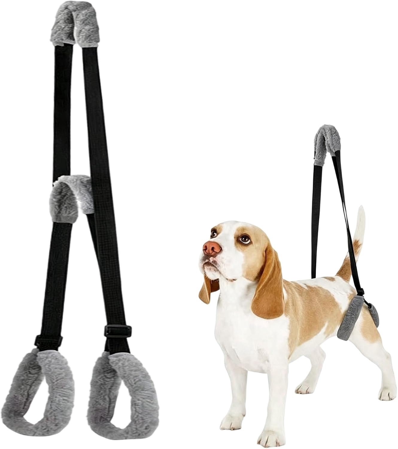 1 Hondenlifttuig voor senioren en gehandicapte honden, verstelbare katoenen achterpootsteun, voor middelgrote honden tot 25 kg (zwart)