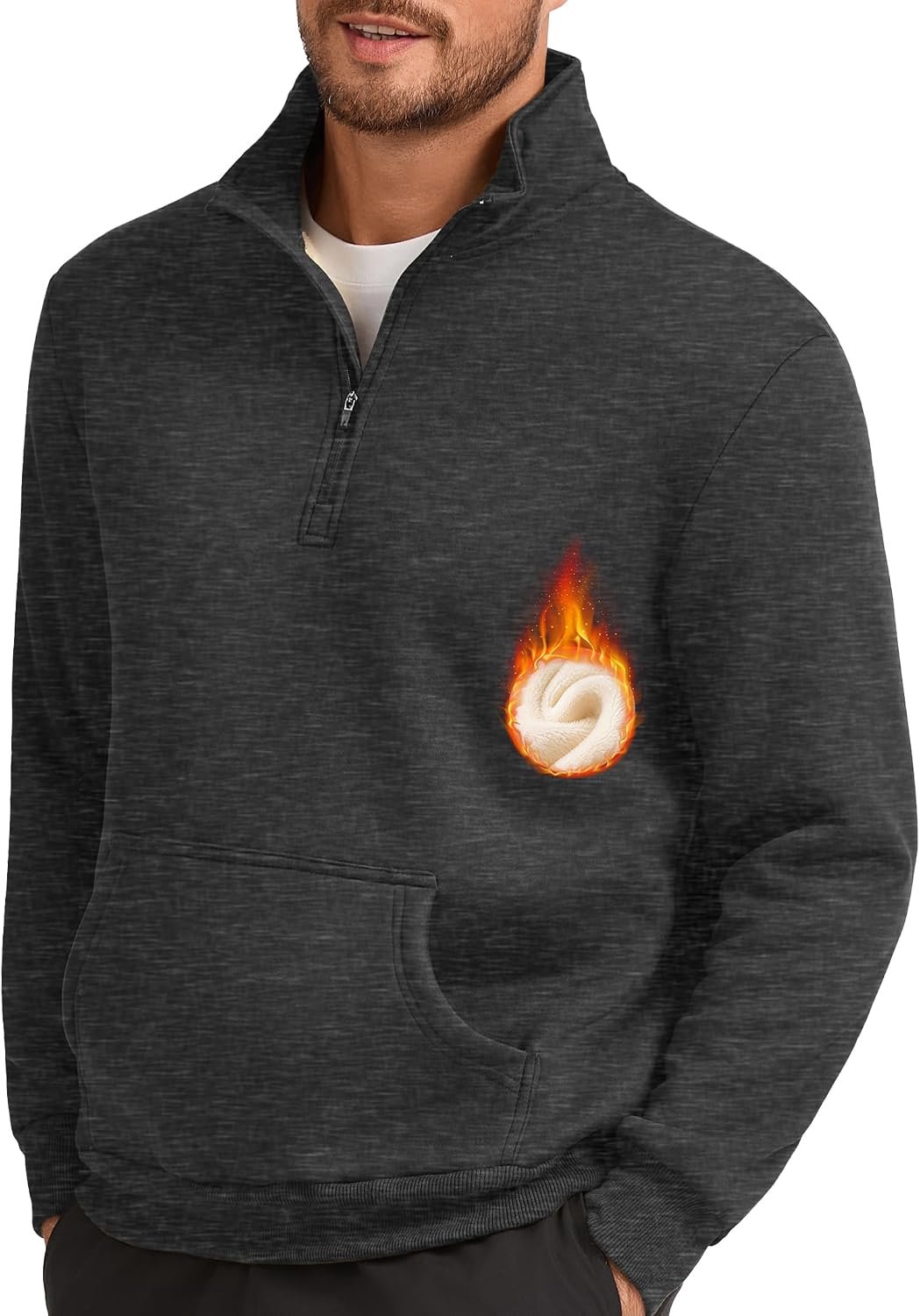 Fleece gevoerd sweatshirt met halve rits winter warme trui