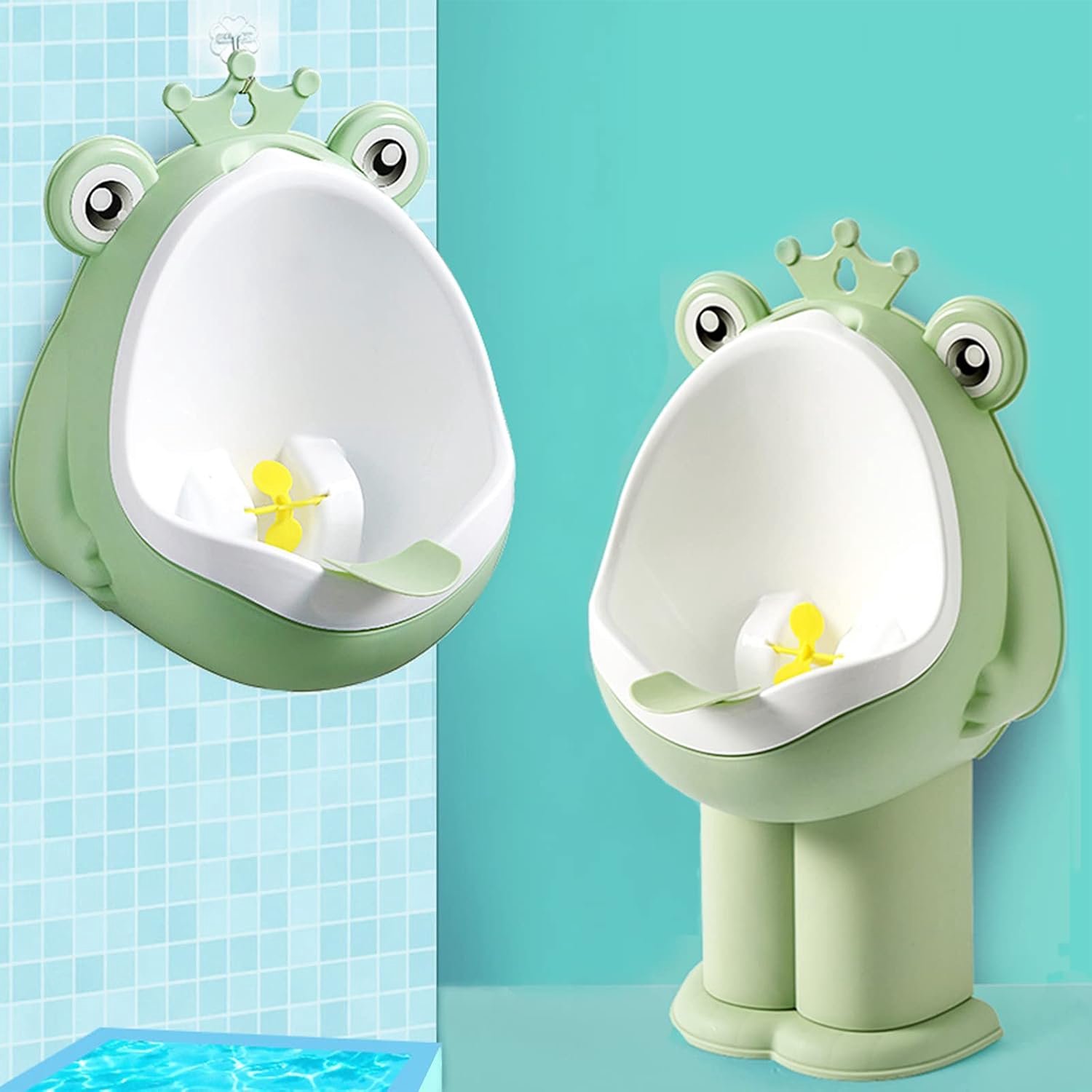 Plassen training zindelijkheidstraining urinoir voor jongens kinderen peuter staand urinoir wandgemonteerd toilet met leuk doelwit, groen