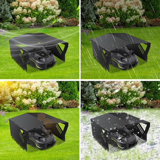 Garage voor robotmaaier, zon- en regenbestendige opslag voor robotmaaiers, 78 x 60 x 34 cm, zwart — afbeelding 5