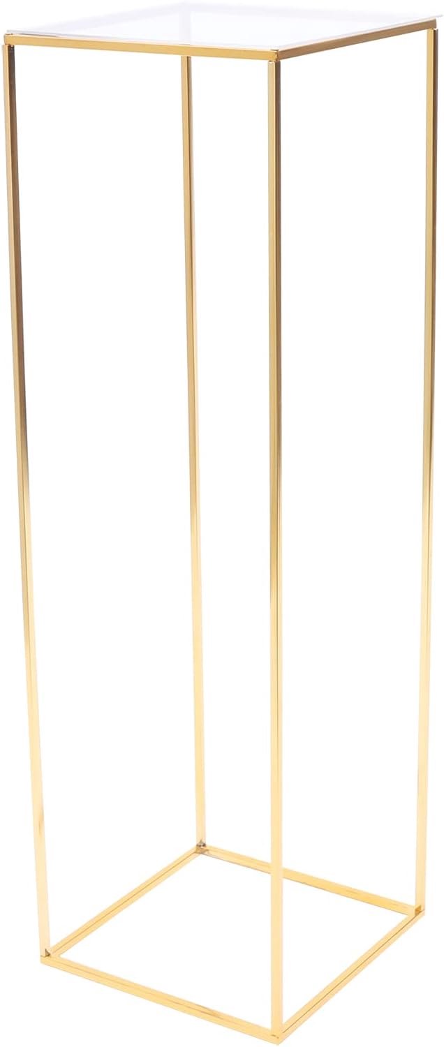 Bruiloft, goud, bruiloftsdecoratie, bloemenzuil, decoratieve standaard met acrylplaat, geschikt voor bruiloftsdecoratie, kerstdecoratie, nieuwjaarsdecoratie, enz., 31 x 31 x
