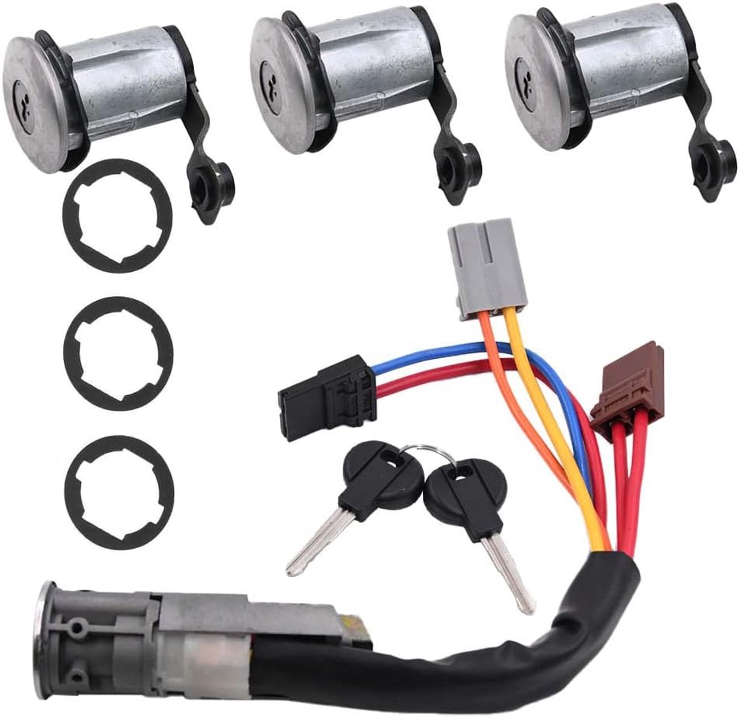 3 stuks Deursloten en Ontstekingsslot met 2 Sleutels 96244156 252522 9170.G3 Compatibel met Partner en Citroen Berlingo 1996-2008