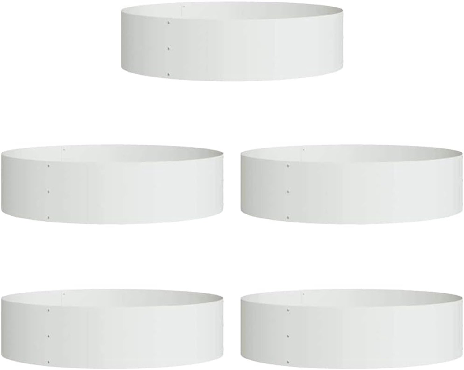 Plantenring van koudgewalst staal, 5 stuks, wit, 80 x 80 x 20 cm, moderne plantenring voor tuinbomen en bloemstukken, eenvoudige montage met schroevendraaier
