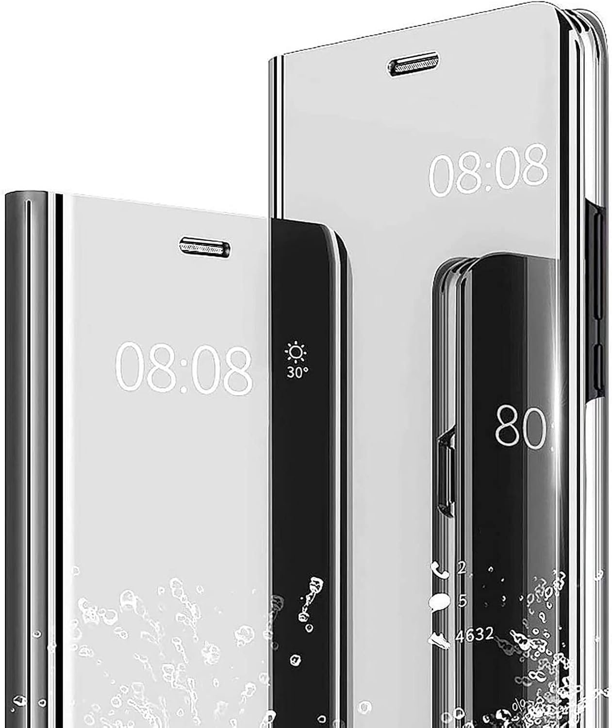 Hoes voor Samsung Galaxy A57 5G Smart View Cover in boekstijl, harde beschermhoes met patroon, stootvast, flip bescherming, bumper, mooie case, zilver