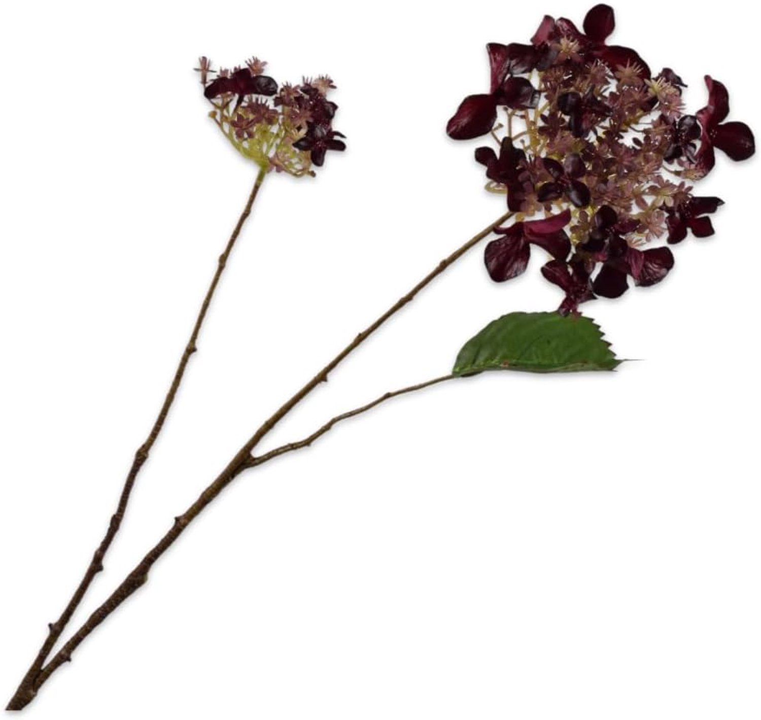 Kunstbloem zijden bloemen hortensia tak, bordeauxrood, 71 cm