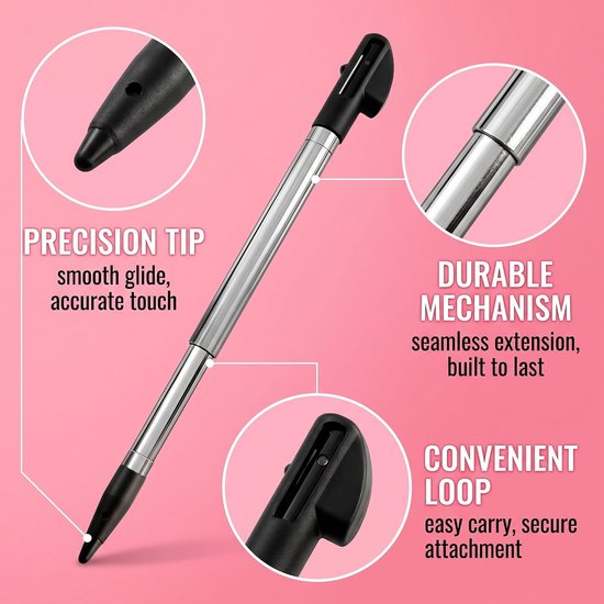 4 Pezzi Ds Lite Stilo Telescopico In Metallo Per Schermo Tattile, Ds Lite, Console (Nero, Bianco, Rosa, Blu) — afbeelding 3