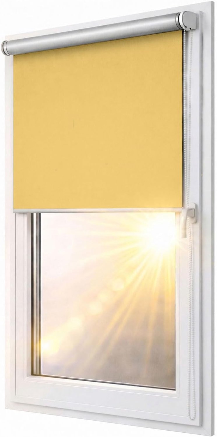 Verduisterend rolgordijn Blackout Silver Klemmfix zonder boren 80x230 cm geel - compleet voorgemonteerd met ingebouwd mechanisme, multistop