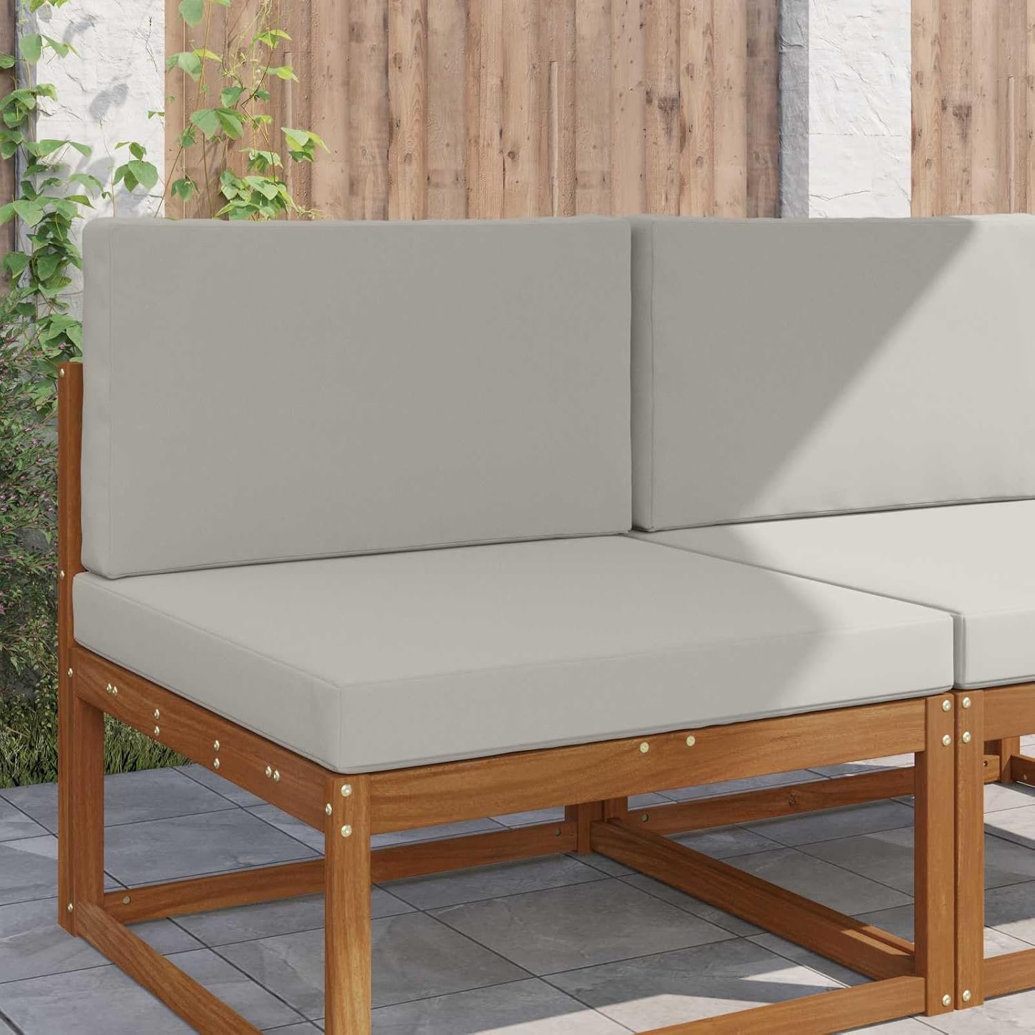 Bankkussen voor buiten, 2 stuks, grijs, polyester, ondersteunende schuimvulling met goede terugslagkracht, vormvast, veelzijdig inzetbaar voor tuin, terras, balkon