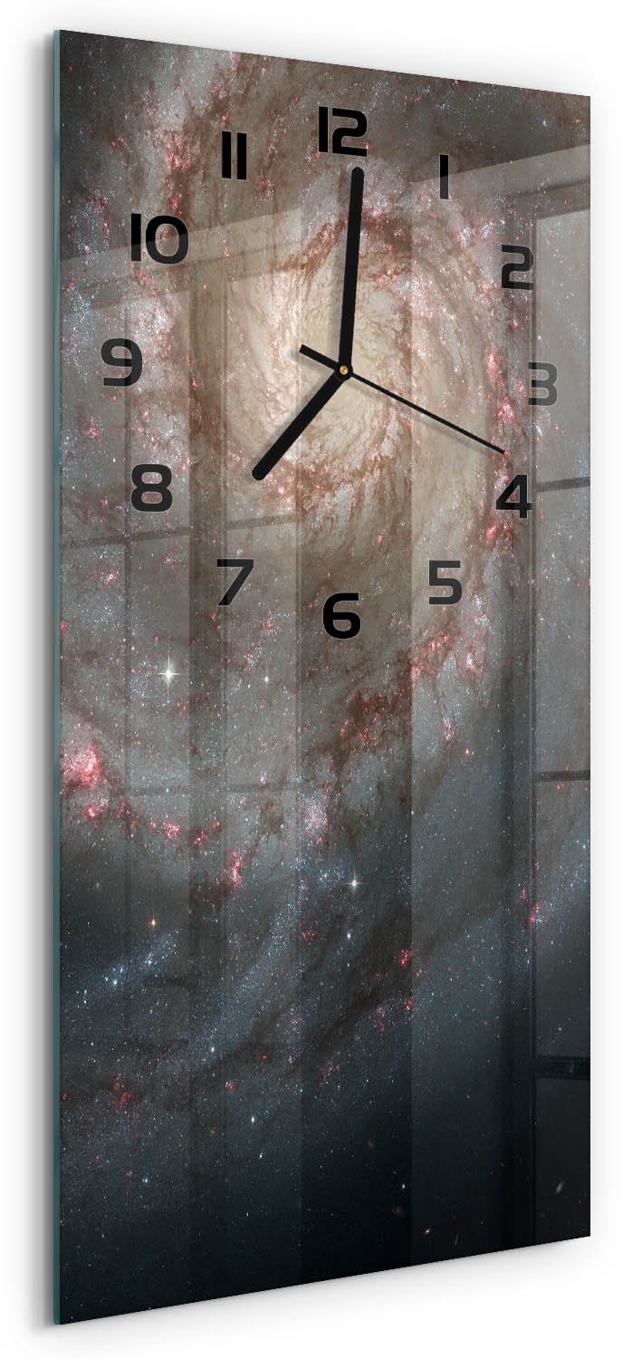 Tulup Wandklok - Mist Gekleurde Glazen Klok - 30x60 cm - Zwart Glazen Klok Met Print - Zwarte handen - Rechthoekige Klok - Moderne Wandklok Glas - Wandklok Glas Decoratie