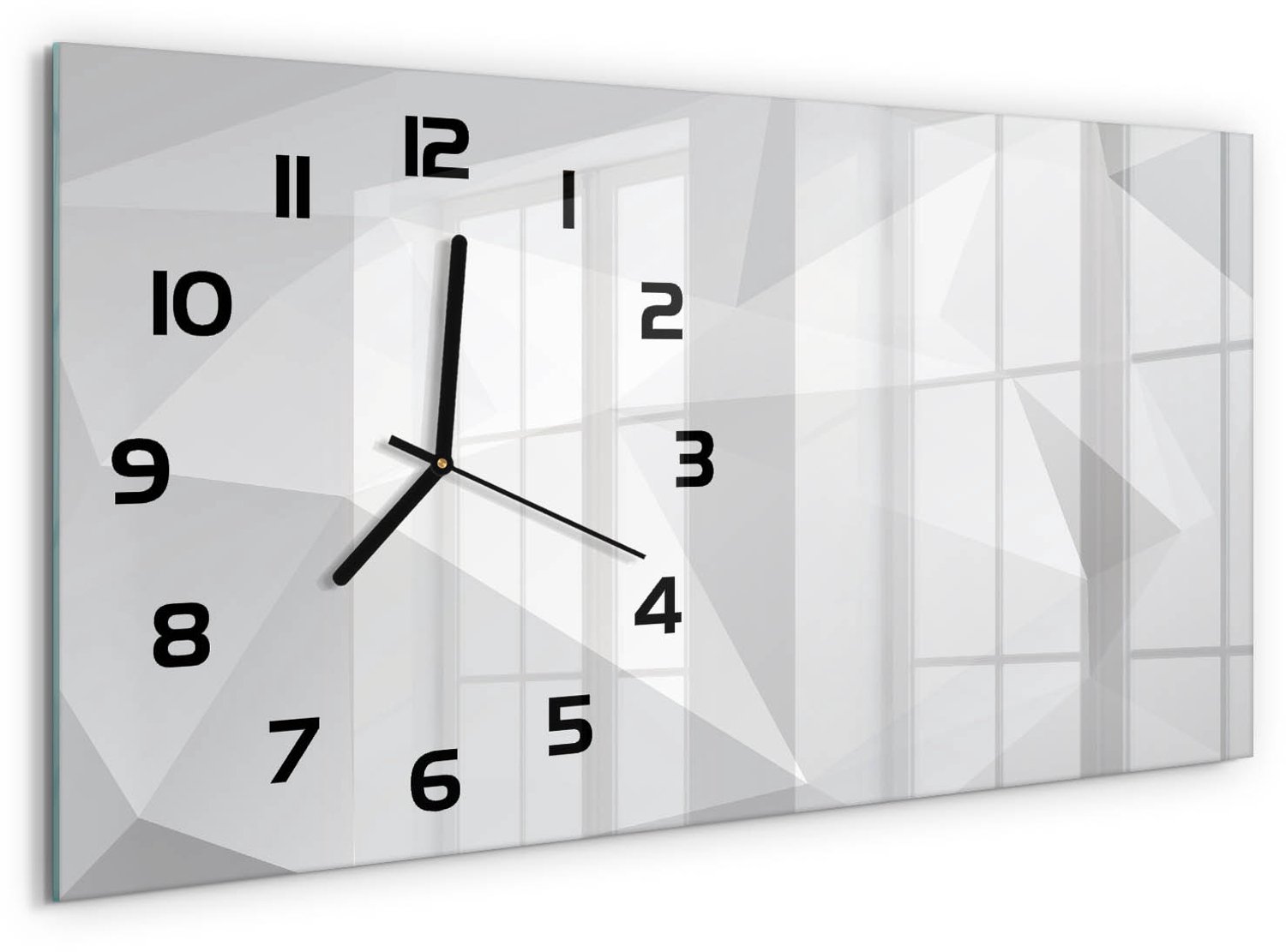 TULUP Wandklok - Abstracte achtergrond Gekleurde Glazen Klok - 60x30 cm - Wit Glazen Klok Met Print - Zwarte handen - Rechthoekige Klok - Moderne Wandklok Glas - Wandklok Glas Decoratie