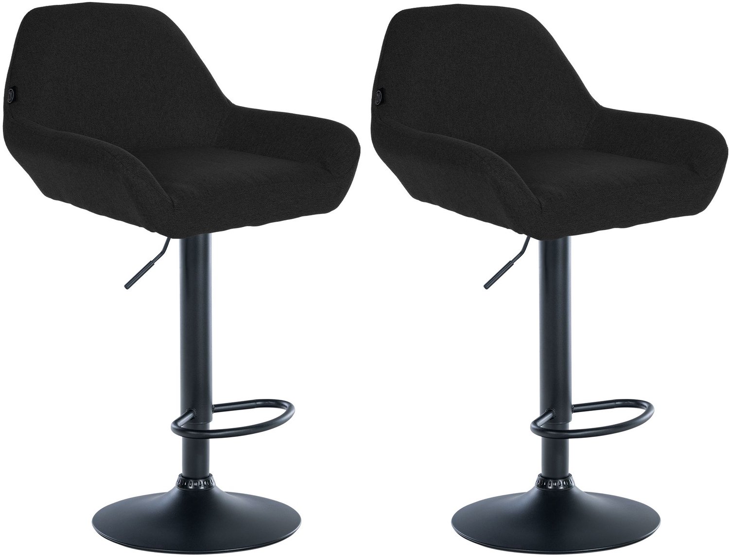 Luxe Comfort Barkruk - Set van 2 - Verstelbaar - Stof - Zwart zwart/zwart