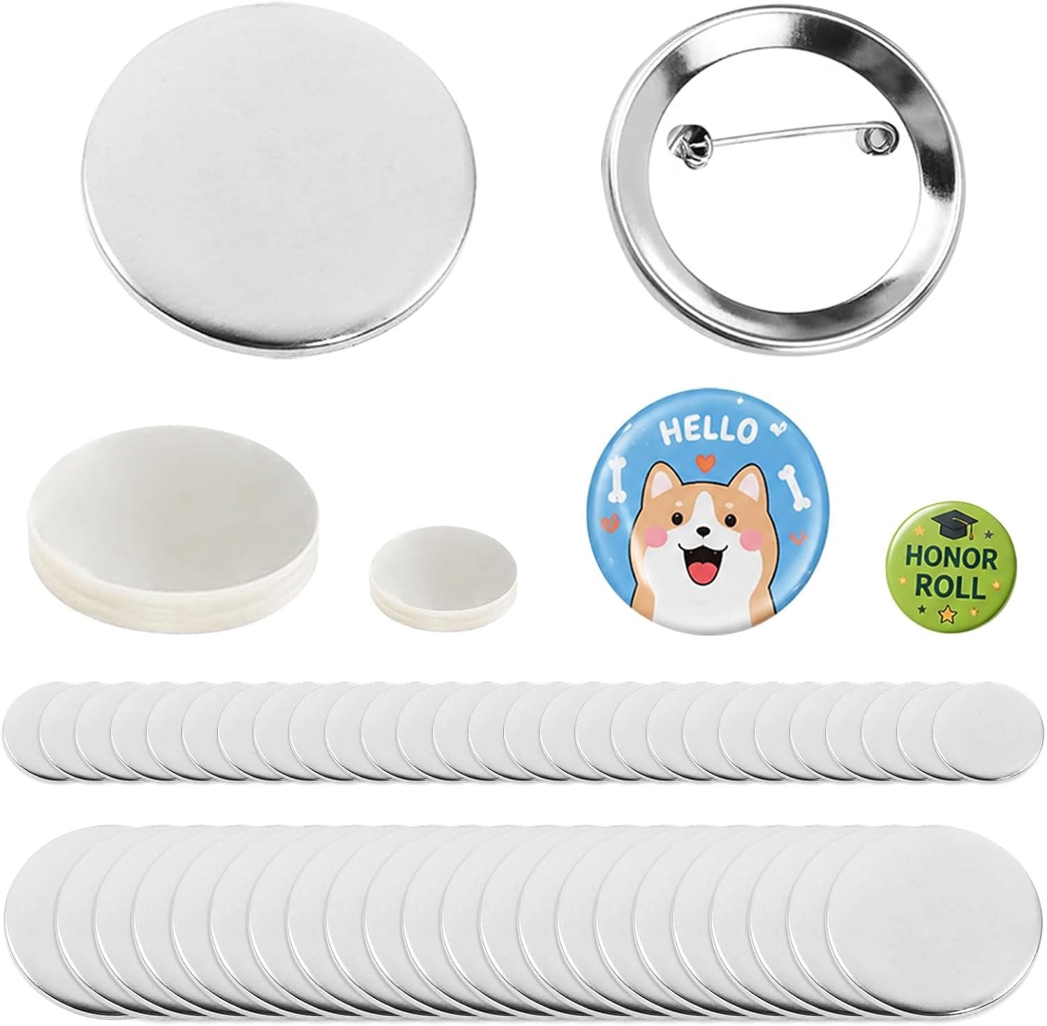 Buttons 32 en 58 mm, 200 stuks, metalen platen voor het maken van knopen en badges, handmatige en machine-opties, vervangingen voor verbruiksmaterialen