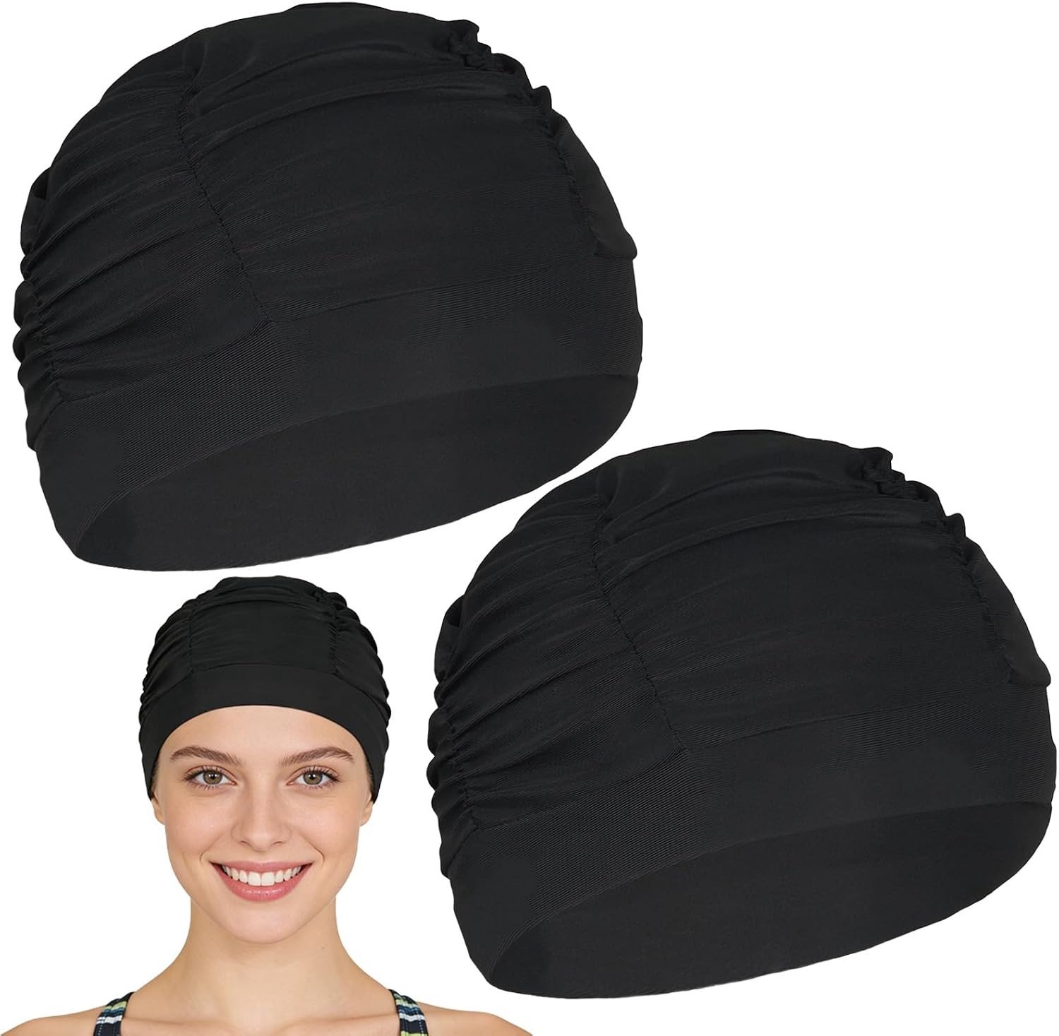 Set van 2 Waterdichte Siliconen Zwemcaps, Elastisch en Comfortabel voor Optimaal Haarbescherming in het Zwembad, Unisex en Duurzaam