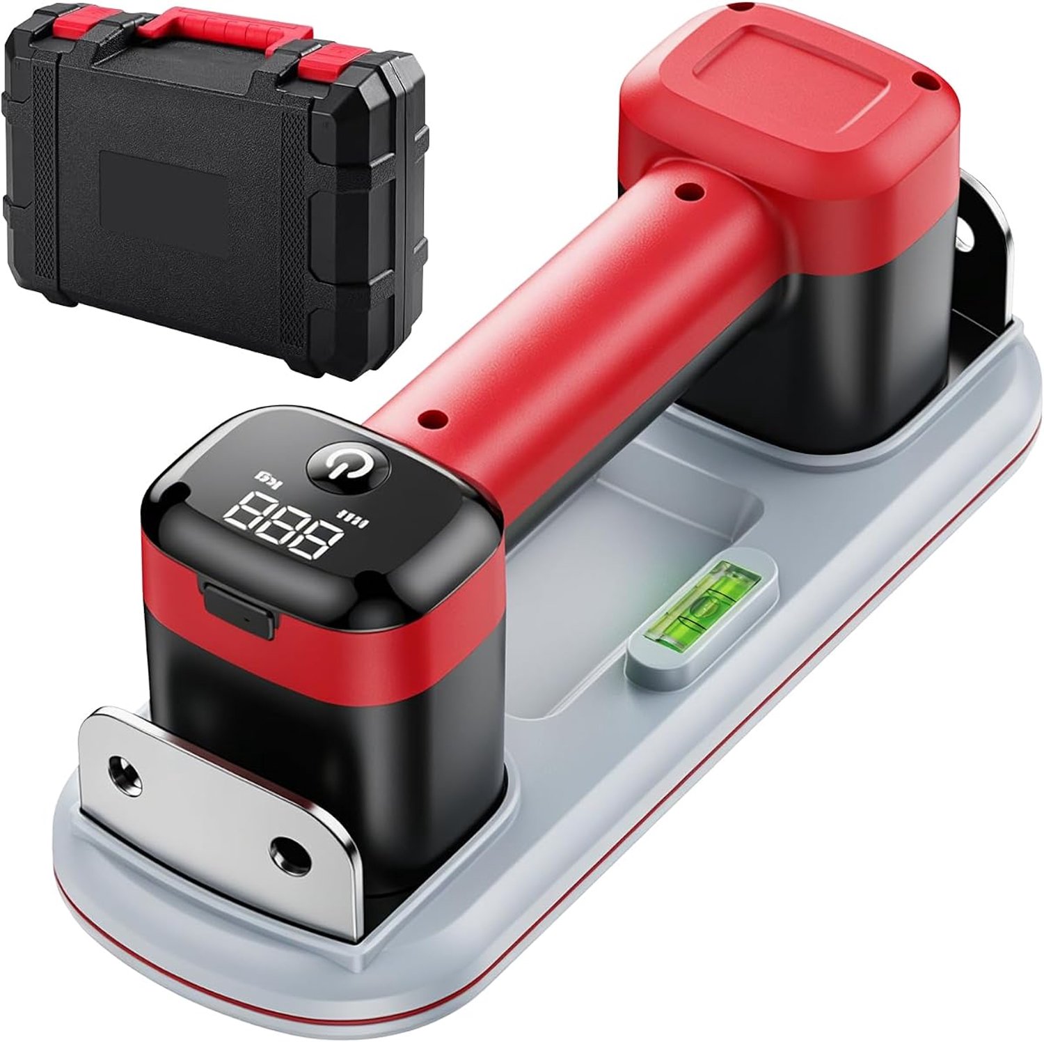 Elektrische Tegelzuiger met Accu - Vacuüm Zuignap 300 kg - Dubbele Motor - LCD Drukweergave - 3000mAh Batterij - USB-C Oplaadbaar - Met Waterpas - Voor Glas, Tegels, Marmer en Zonnepanelen