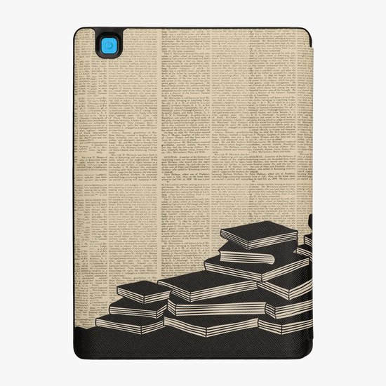 kwmobile e-reader hoesje geschikt voor Kobo Aura ONE hoes - Ereader flip case met standaard - E reader cover van kunstleer - In zwart / beige — afbeelding 2