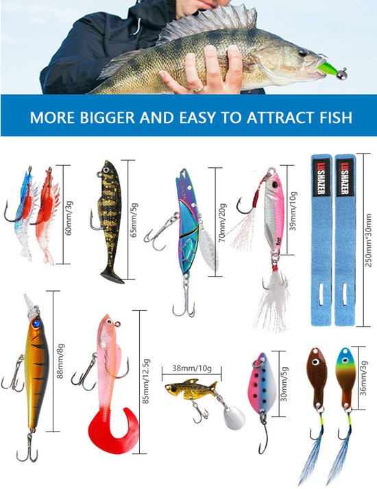 Vissport-verrassingsdoos – Accessoires voor softbaits – Aftelkalender-stijl – Bevat 24 visaccessoires – Realistisch kunstaas in visvorm – Luxe geschenkverpakking – Draagbaar – Geschikt voor het vissen op forel, baars, zalm — afbeelding 3