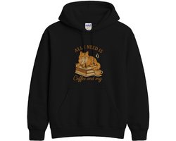 Grappig Kat en Koffie Hoodie – All I Need is Coffee and my Cat – Cozy Outfit – Unisex Hoodie voor Dames & Heren – Leuk Cadeau