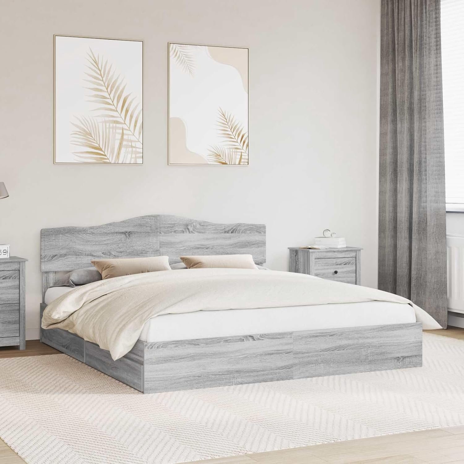 Hout met lade Modern Minimalistisch Grijs Sonoma 180 x 200 cm