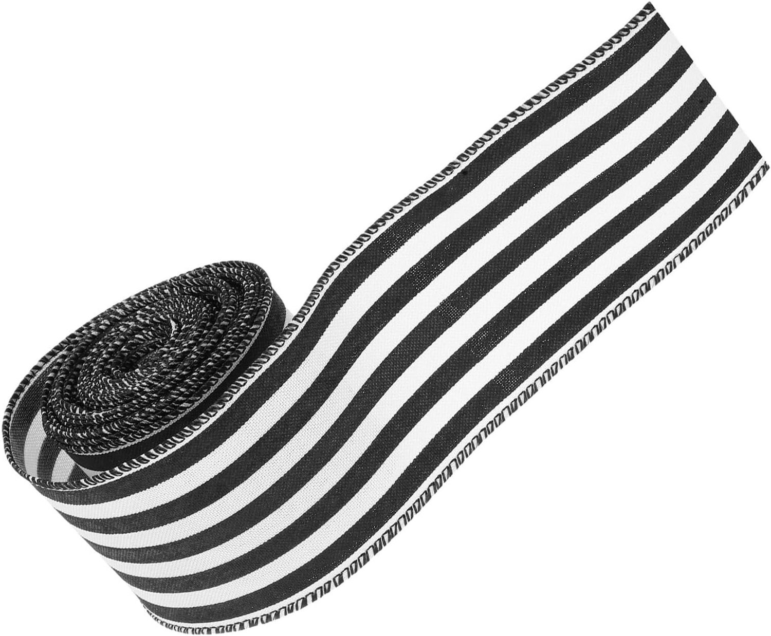 Decoratielint Breed Zwart-wit Gestreept Polyester Lint voor Kerstcadeauverpakking Rustieke Farmhouse Knutselprojecten
