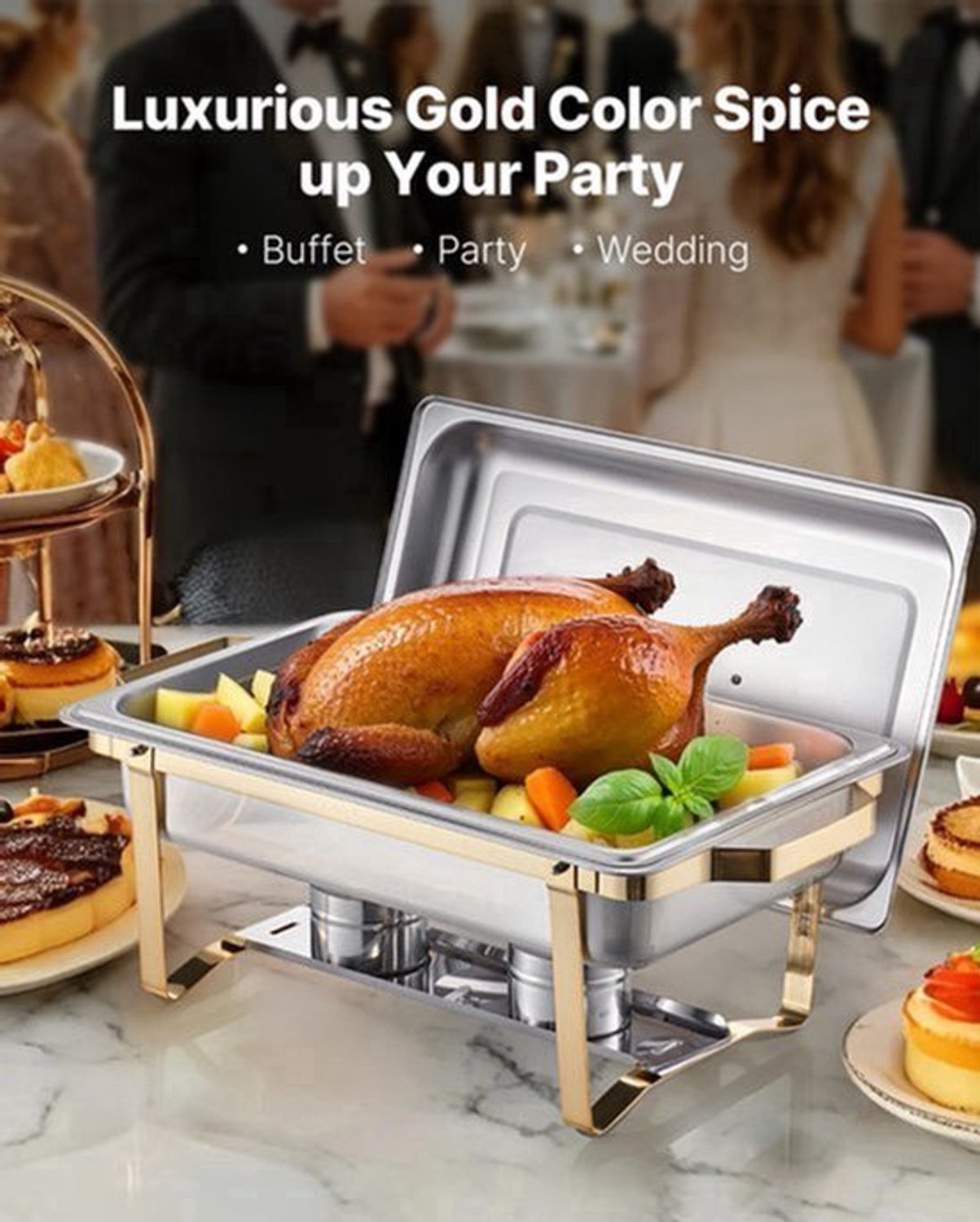 Buffetwarmer - 8 Qt - Roestvrij Staal - Voor Catering - Inclusief Pannen