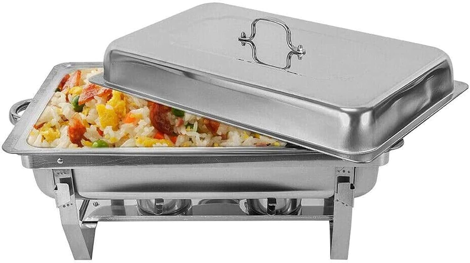 Chafing Dish Set Buffet Zilver Catering Warmer Set, Rechthoekige Chafing Dish Set, voor Buffet Catering Keukenfeest (Maat: 11L) (11L)