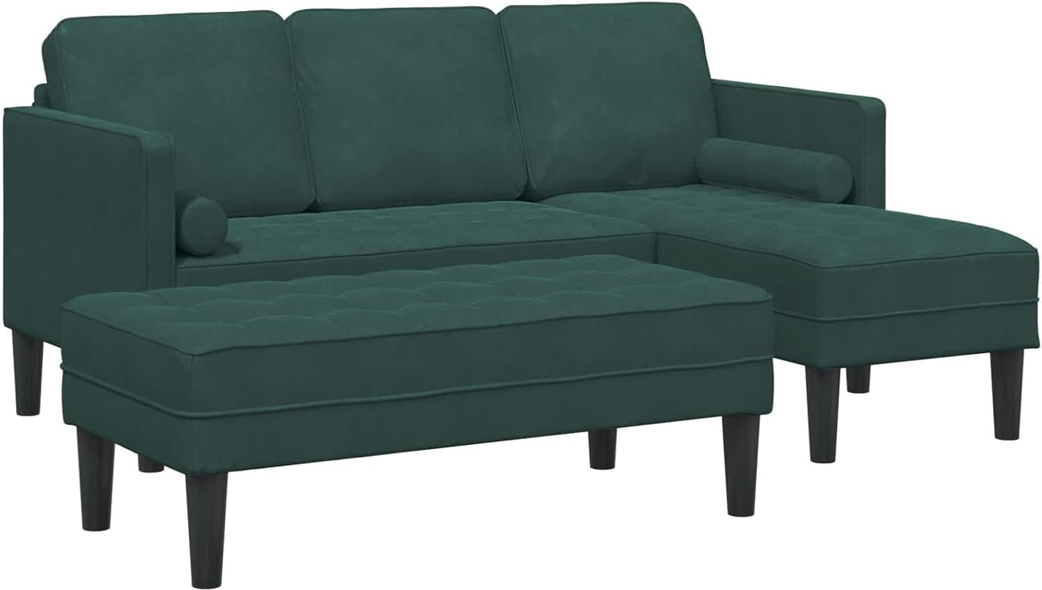 Hoekset met kussens 2 stuks en bank in donkergroen van ademend polyester fluweel voor moderne woonkamer