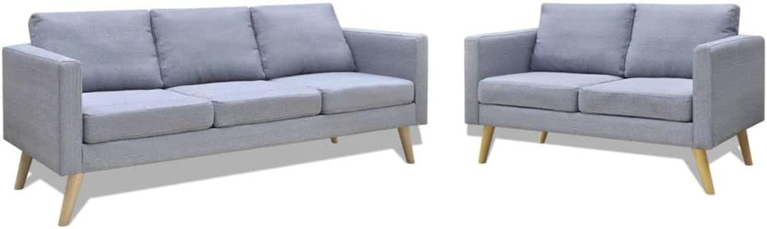 2-zitsbank + 3-zits, woonkamerbank, bank, chaise longue, Cheslong bank, rugleuning voor bank, woonkamer, moderne woonkamerbank, slaapkamer, stof, lichtgrijs
