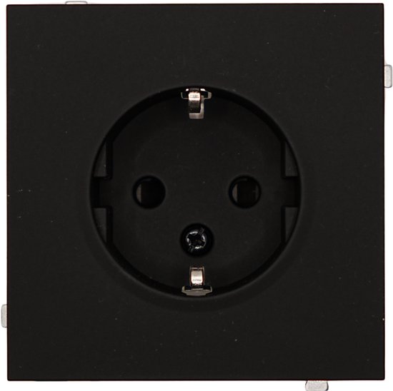 LURANOVA Schuko wandcontactdoos met inbouw in mat zwart met soft-touch afwerking.