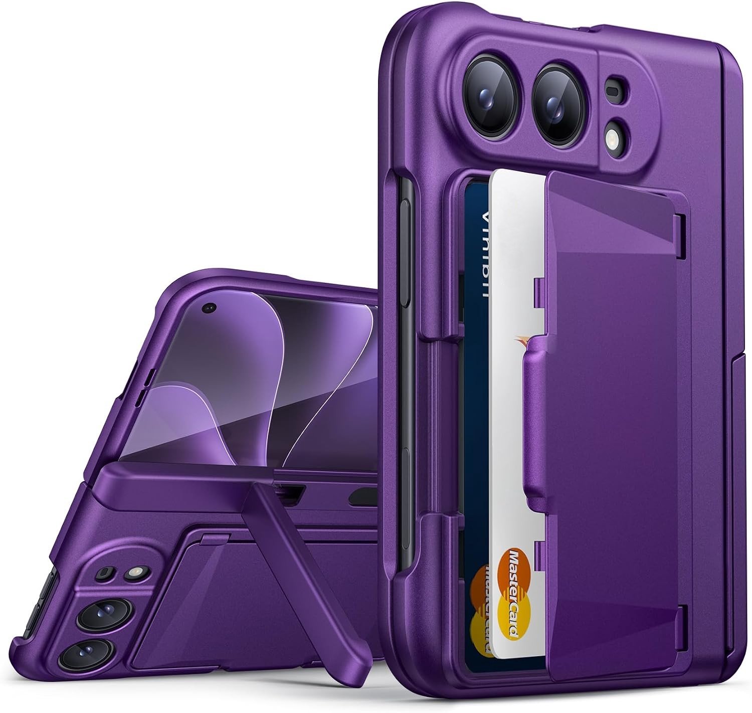 Zandarix Hoesje Geschikt voor Apple iPhone Duo - Kaarthouders - Militaire Kwaliteit - Schokbestendig - Back Cover Hoesje - Paars