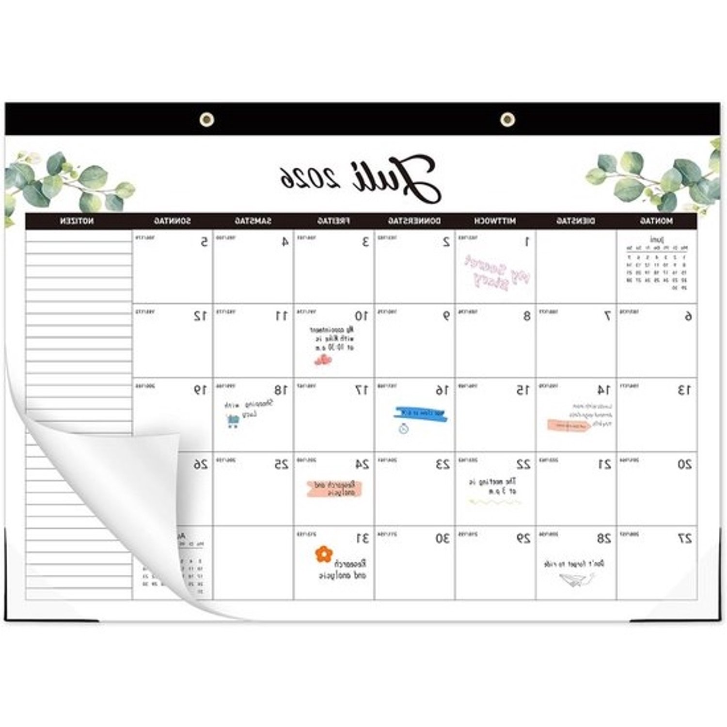 Kalender 2026 2027 - Familieplanner als maandkalender - Dagelijkse planning - Overzicht van 18 maanden - 43 x 30 cm