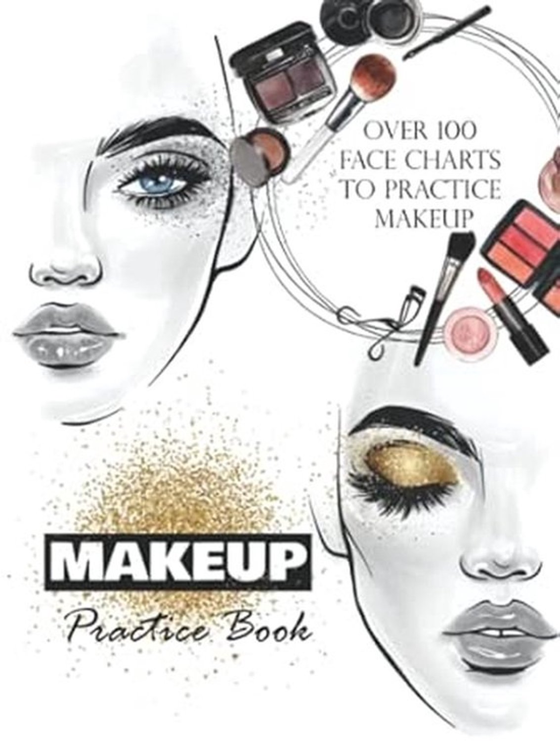 Oefenboek voor make-up - Kaarten met gezichten - Make-up leren - Meer dan 100 kaarten - 8.5x11 Inch - Niet van toepassing