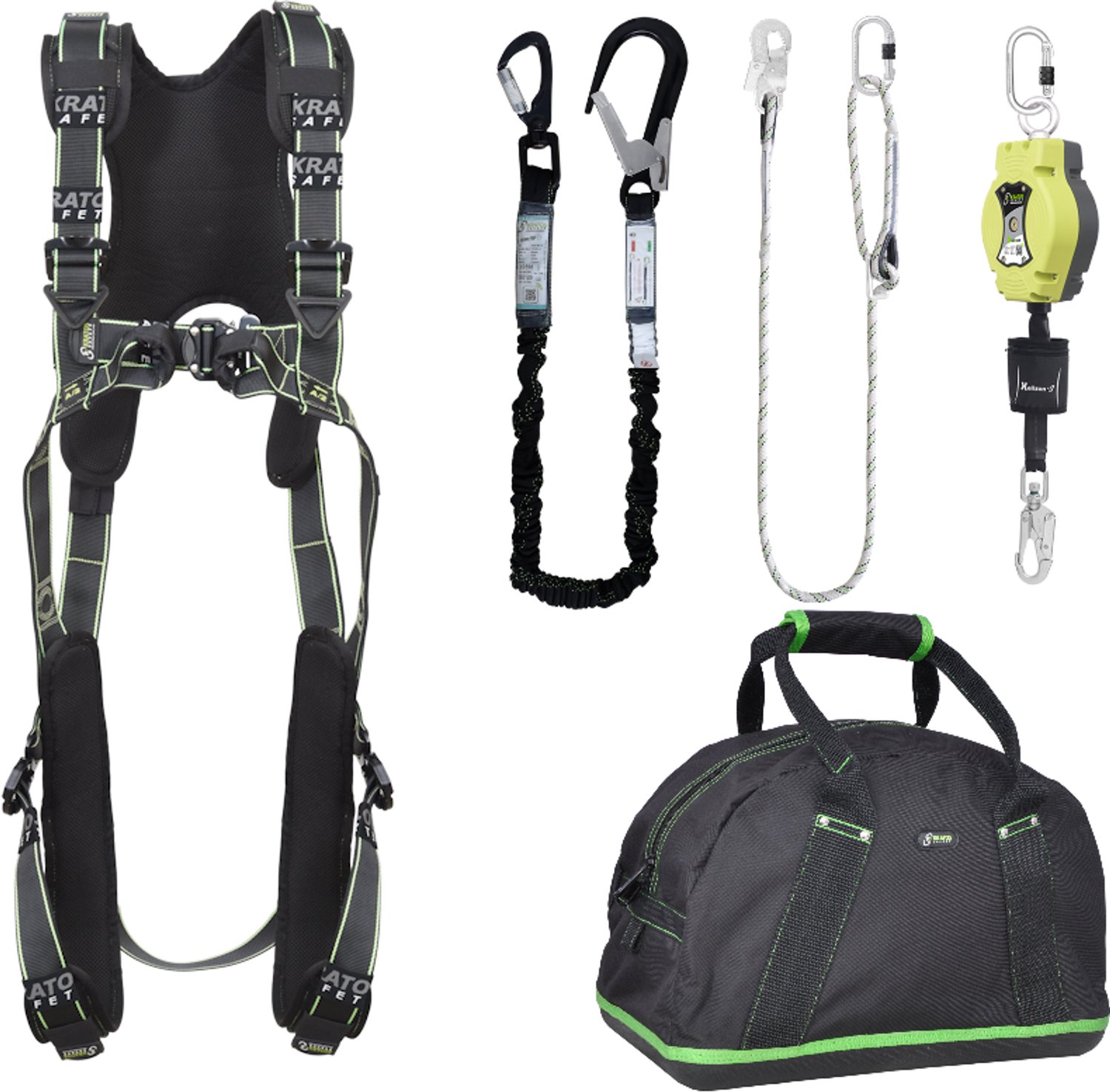 Kratos complete set valbeveiliging comfort - Valstopblok - Elastische leeflijn - Werkpositielijn 2m - Maat M-L