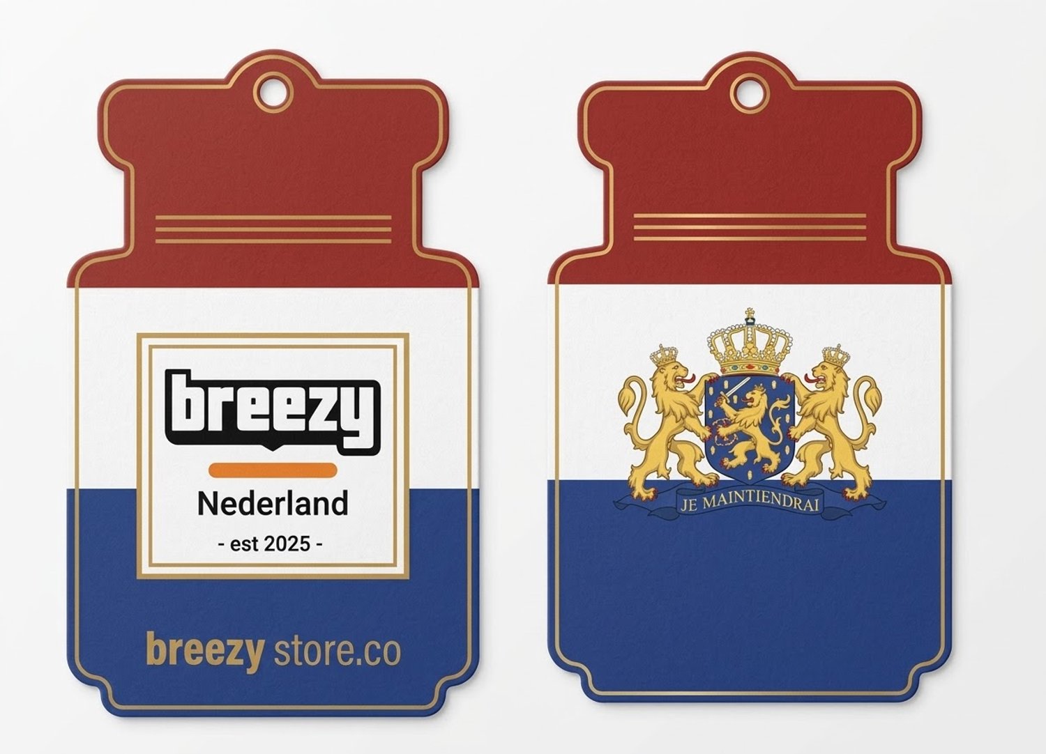 4 stuks Breezy - NEDERLAND 4 stuks, Nederland vlag, auto geurdispenser, geurhanger, car air freshener, geurboom