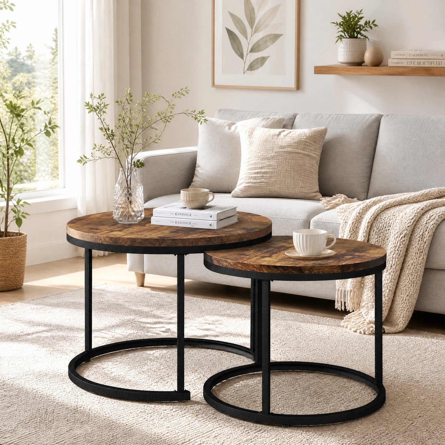 CHICFURN Salontafel - Nestbaar - Set van 2 - Bruin
