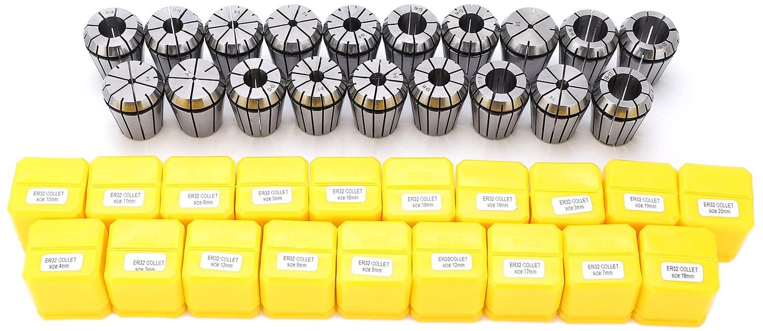Spantang Set 19 Stuks - Klembereik 2-20 Mm - Hoogwaardig Koolstofstaal - Positietolerantie 0,015 Mm - Geschikt voor Graveermachine - Duurzaam en Betrouwbaar - Klemset