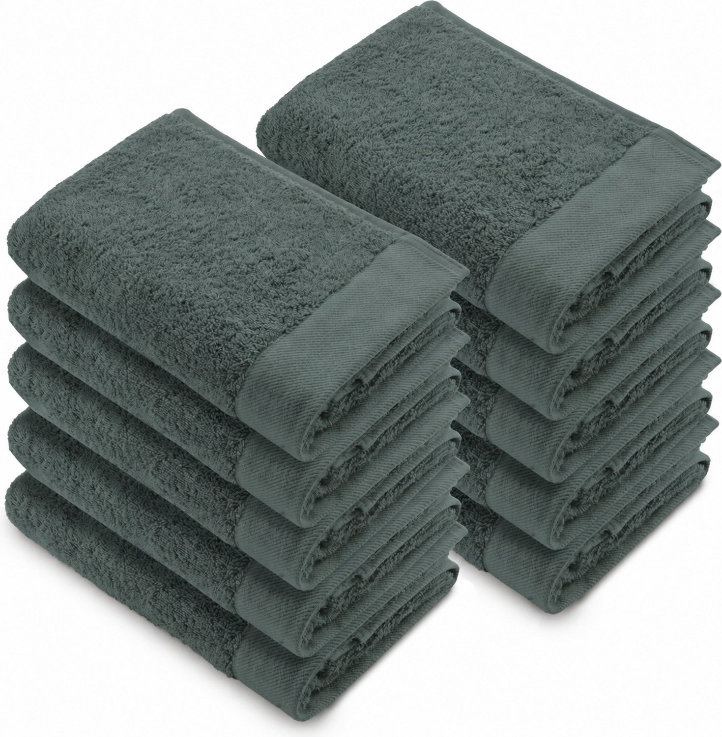 Walra Remade Handdoeken 50x100 - set van 10 - Zware kwaliteit 550 g/m2 - Donkergroen