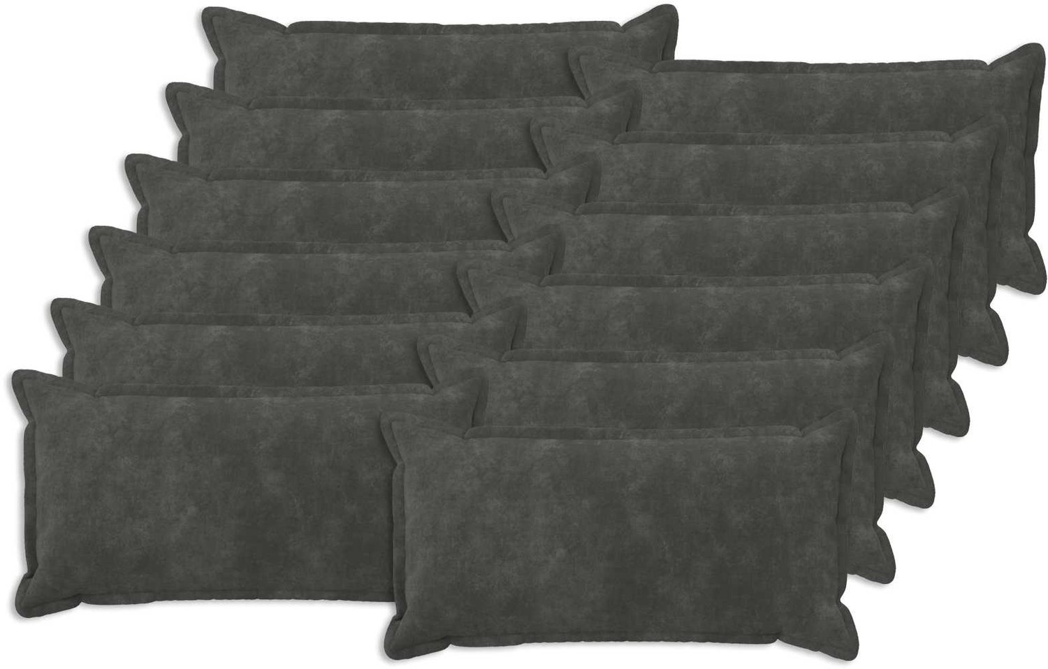 vidaXL Dekenkussen - 12 - st - HOUTEN - Antraciet - 40 - x - 80 - cm - Microfiber - Fleece
