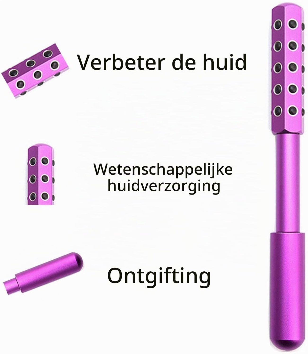 Uplifting Massage Roller met Germanium Steen voor Huidverstrakking, Versteviging en Anti-Aging Behandeling (Paars)