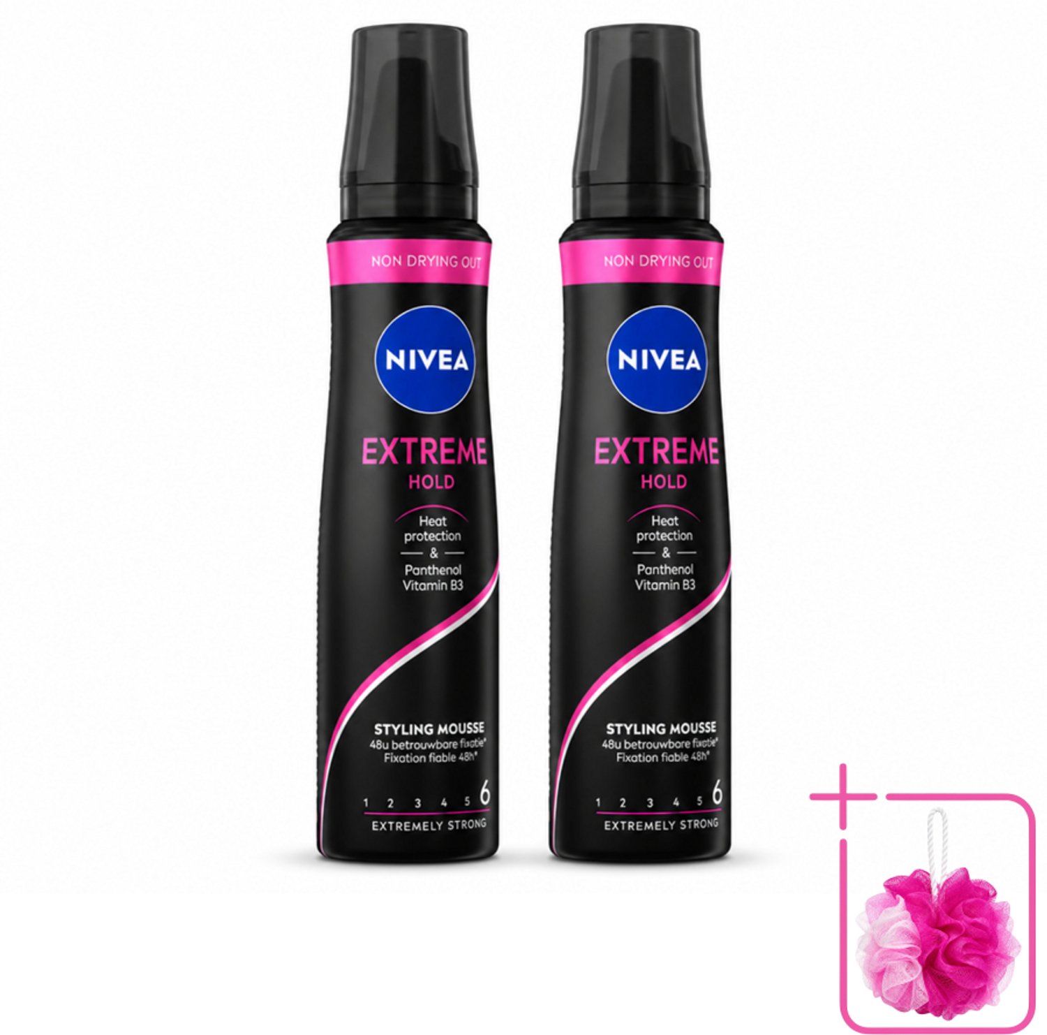 2 x NIVEA - Haarschuim - Extreme Stevigheid - 48 Uur Lang Bescherming - 150 ml - Bulkverpakking - Haarmousse extreme hold - Douchemop - Haarmousse met panthenol