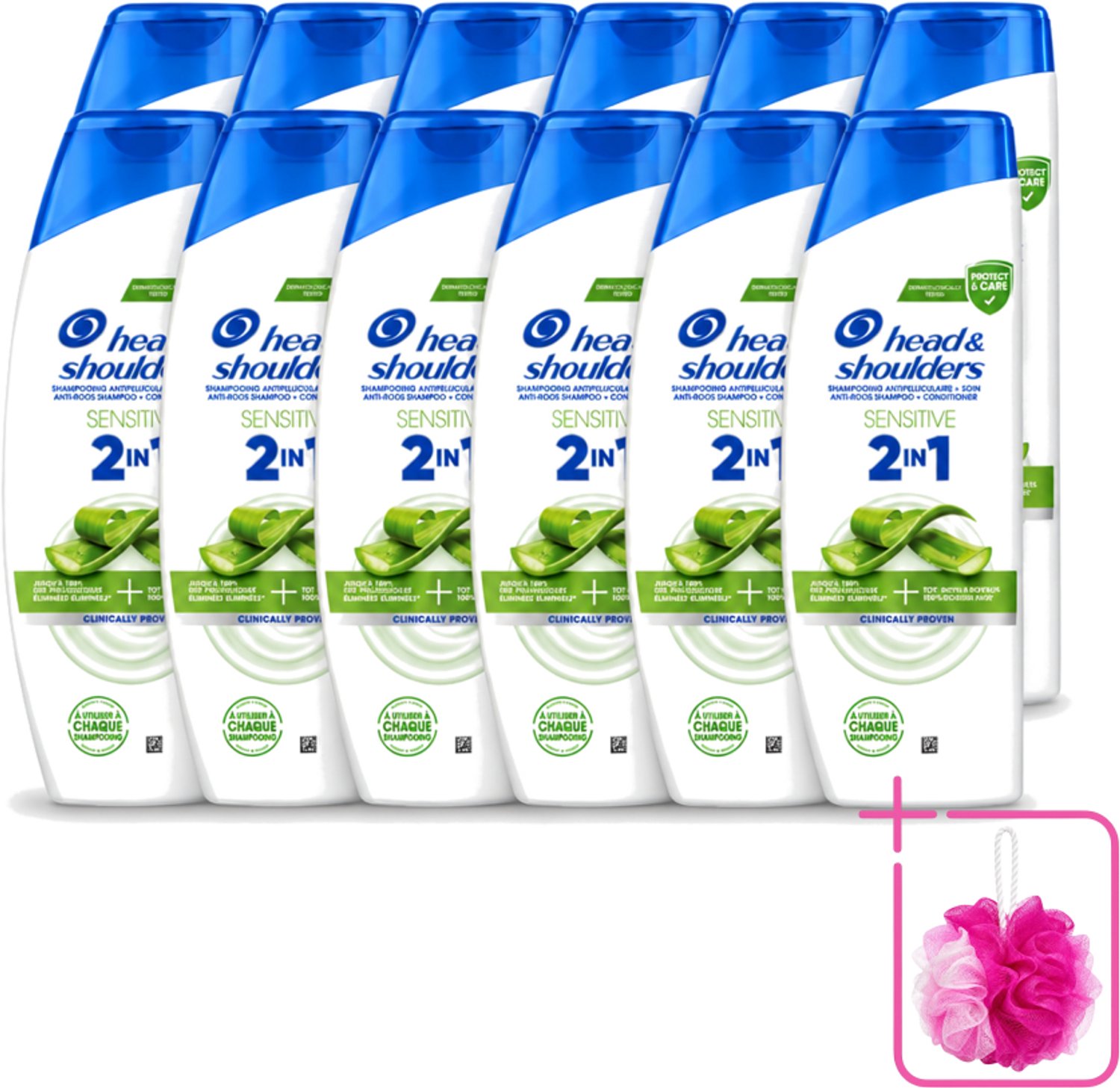 12 x Head & Shoulders – 2-in-1 – Sensitive – 300 ml - Bulkverpakking - Anti-roos shampoo - Douchemop - 2-in-1 shampoo