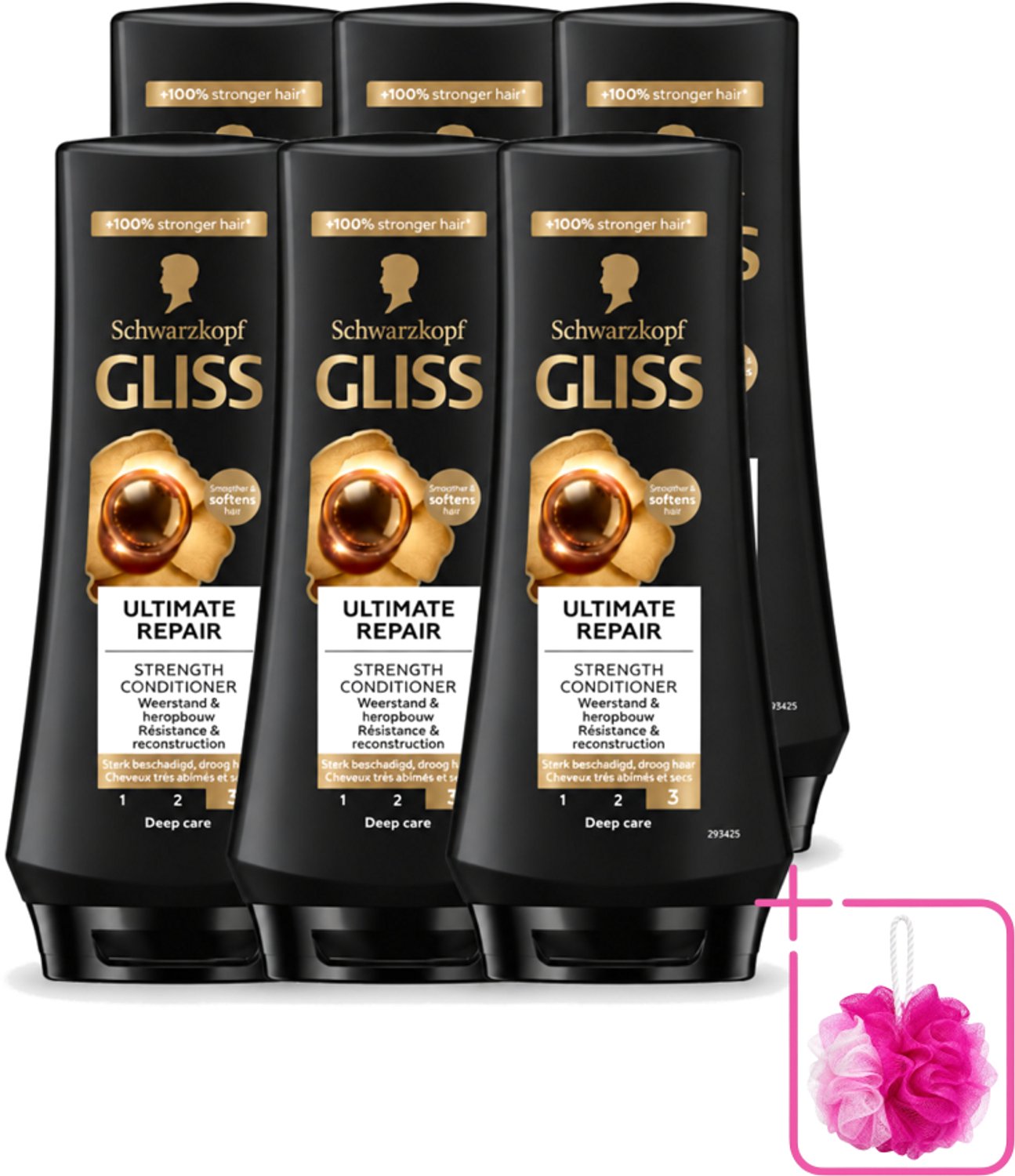 6 x Gliss - Hair Repair - Conditioner voor Ultiem Herstel van Beschadigd Haar - 200 ml - Bulkverpakking - Haarkracht - Douchemop - Haarherstel