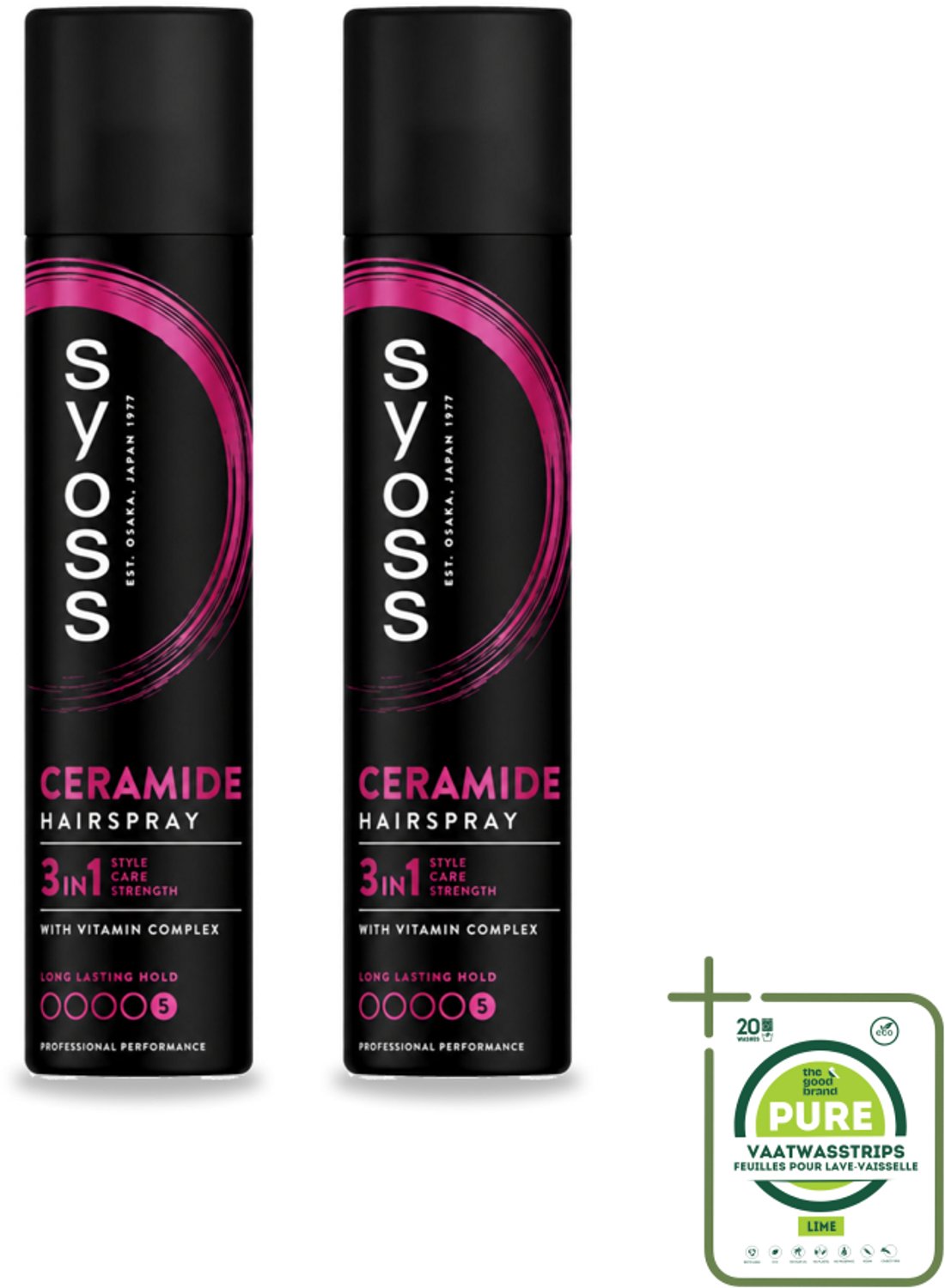 2 x Syoss - Ceramide - Haarspray - Herstelt Haarvezels - 300 ml - Grootverpakking - Vaatwasstrips - Haarspray - Haarherstel - Haarverzorging - Ceramide - Panthenol