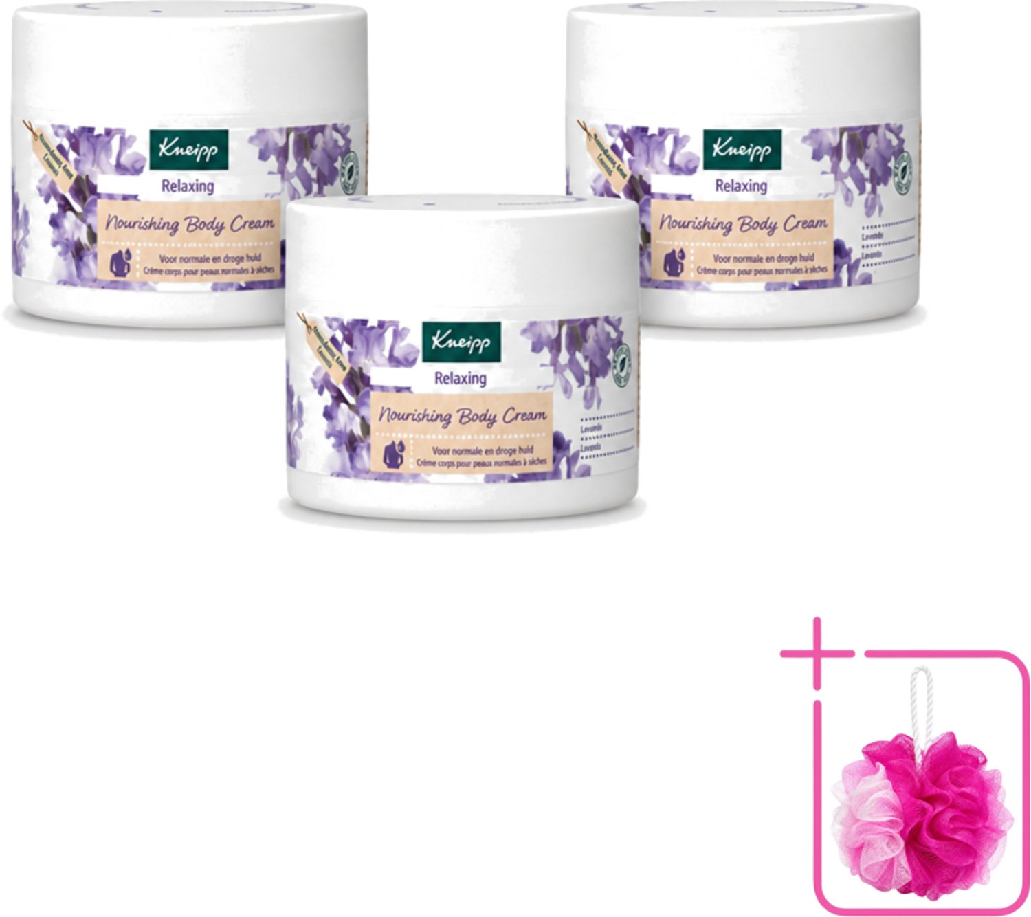 3 x Kneipp - Body crème - Relaxing - Lavendel - Rustgevende geur - 200 ml - Bulkverpakking - Kneipp Bodycrème Relaxing Lavendel - Douchemop - Ontspanning