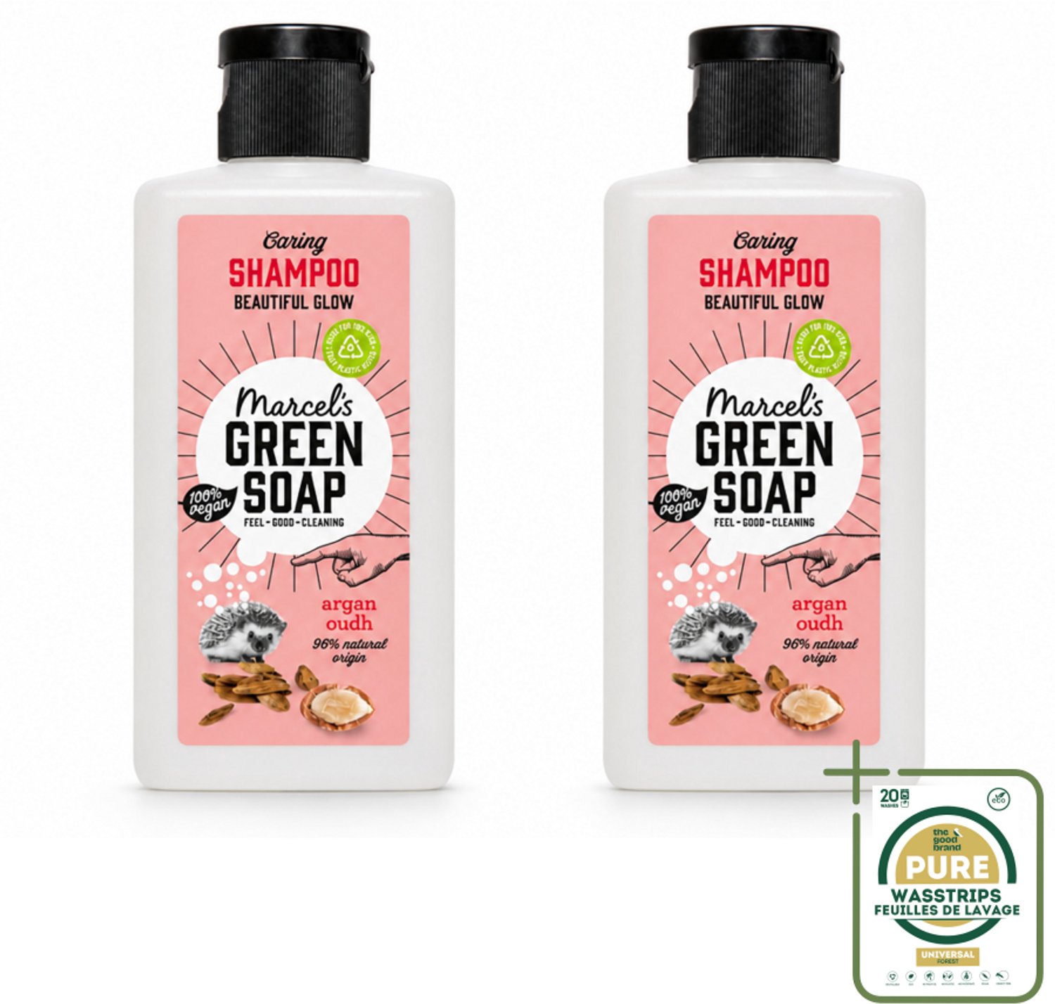 2 x Marcel's Green Soap - Shampoo - Caring Argan & Oudh - Milde verzorging - 100 ml - Wasstrips - Shampoo Voor Haar - Milde Shampoo - Natuurlijke Shampoo - Gezonde Haar - Verzorgend Shampoo
