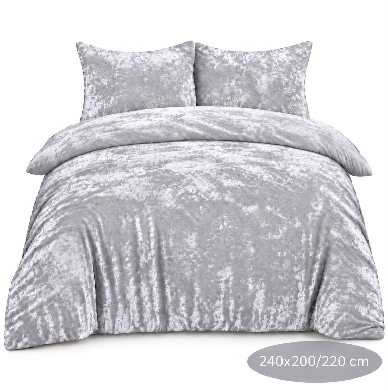 Roden Blue - Crushed Velvet Dekbedovertrek - 240x200/220 - Tweepersoons - Grijs - Luxe Velours - Extra Zacht - Incl. 2 Kussenslopen