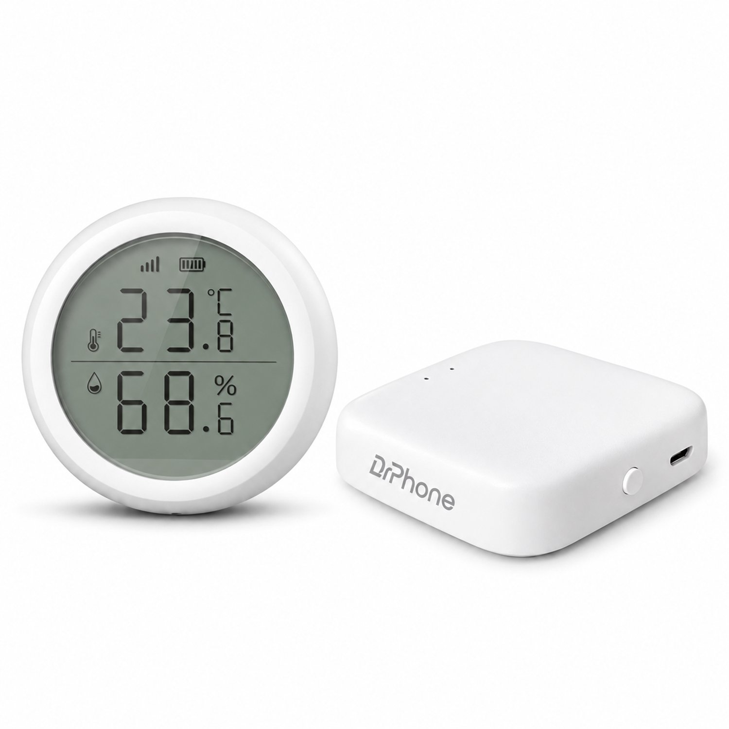 DrPhone Temperatuur- en Luchtvochtigheidssensor + SMARTHUB1 Zigbee Gateway - Thermometer Hygrometer - LCD - Tuya Smart Life